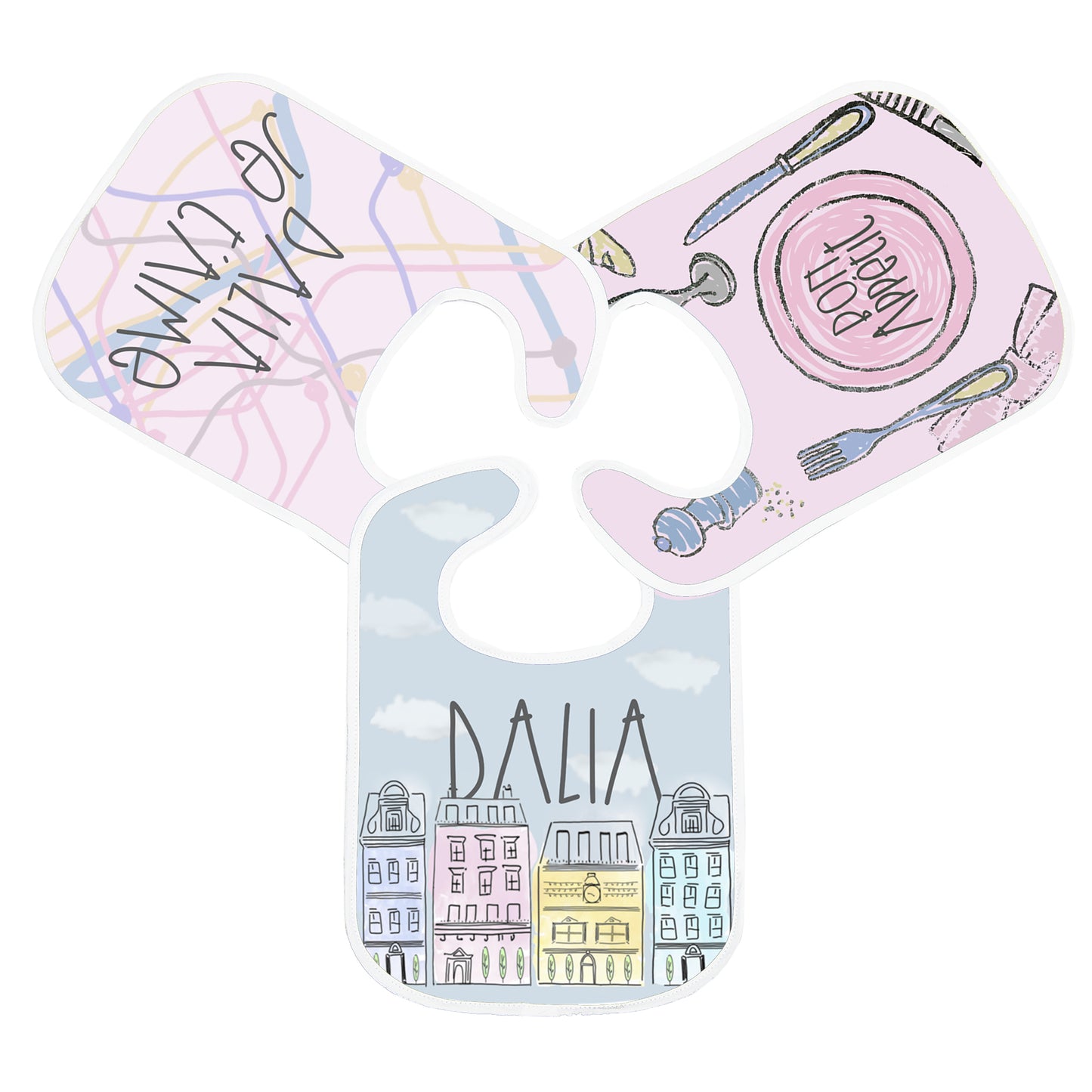 SET DE 3 BABEROS TOWN HOUSES