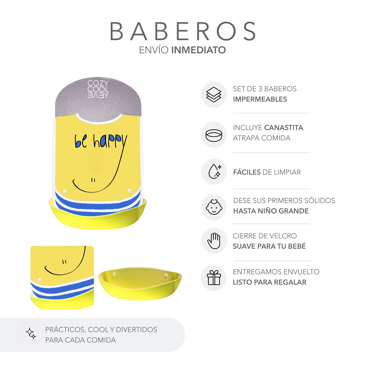 SET DE 3 BABEROS SMILEY - SMILE