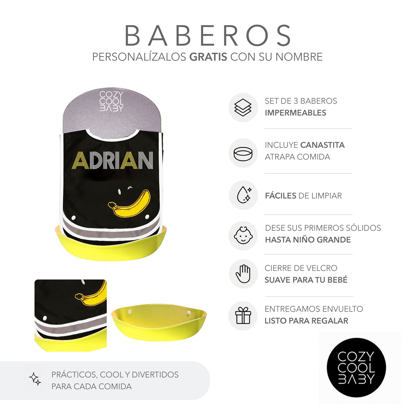 SET DE 3 BABEROS BANANAS