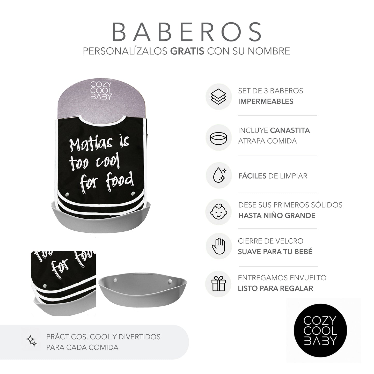SET DE 3 BABEROS BLACK&WHITE