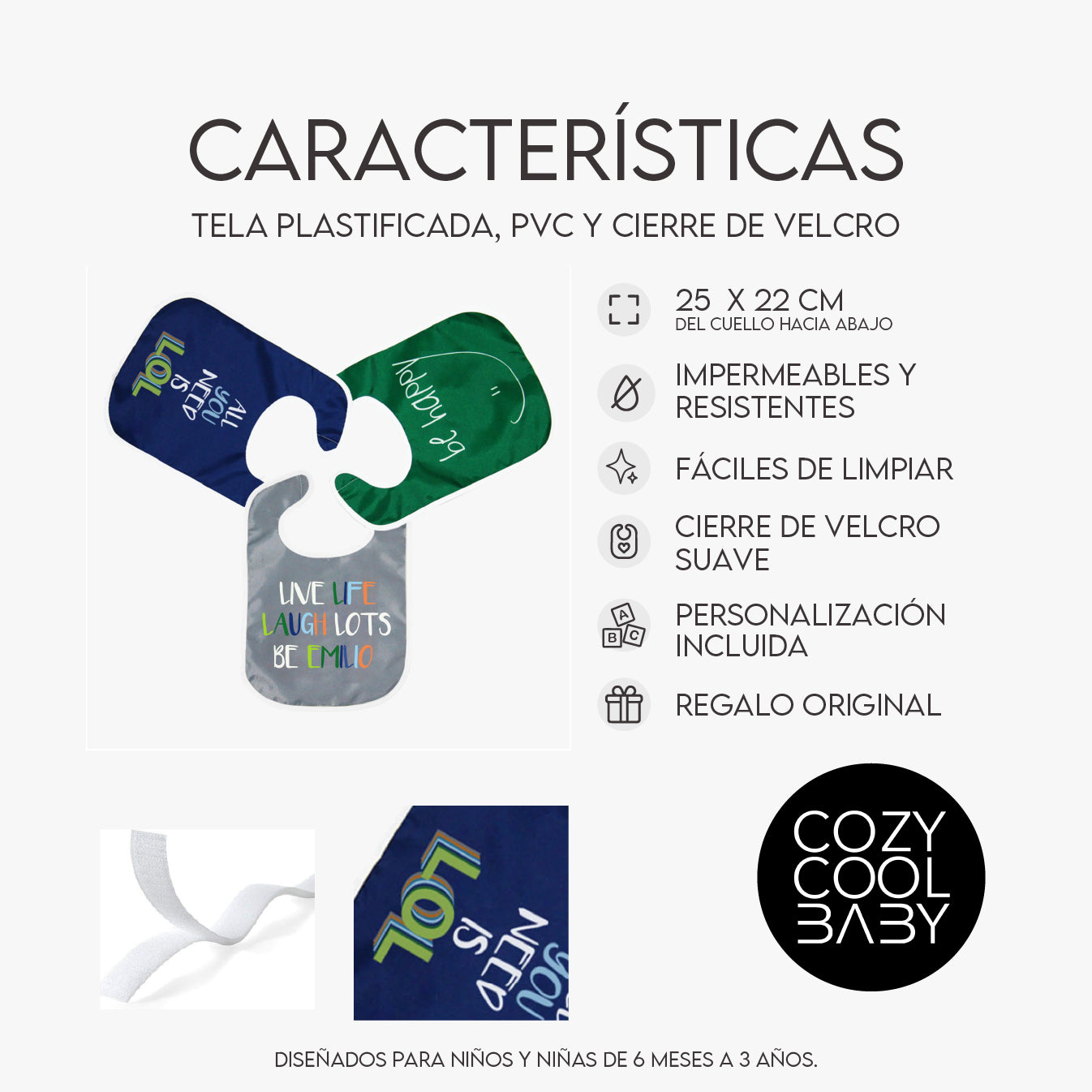 SET DE 3 BABEROS HAPPY