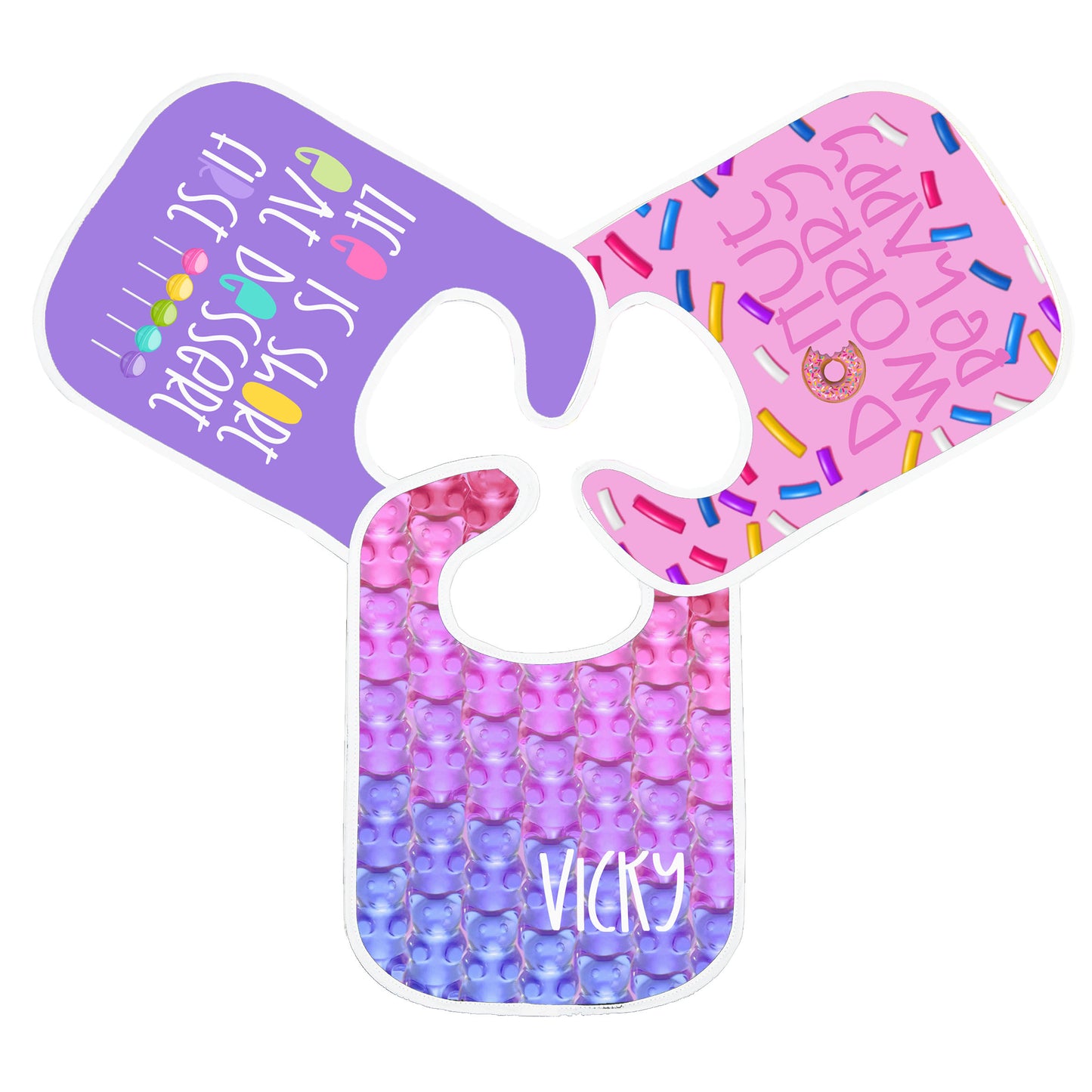 SET DE 3 BABEROS CANDIES GIRL