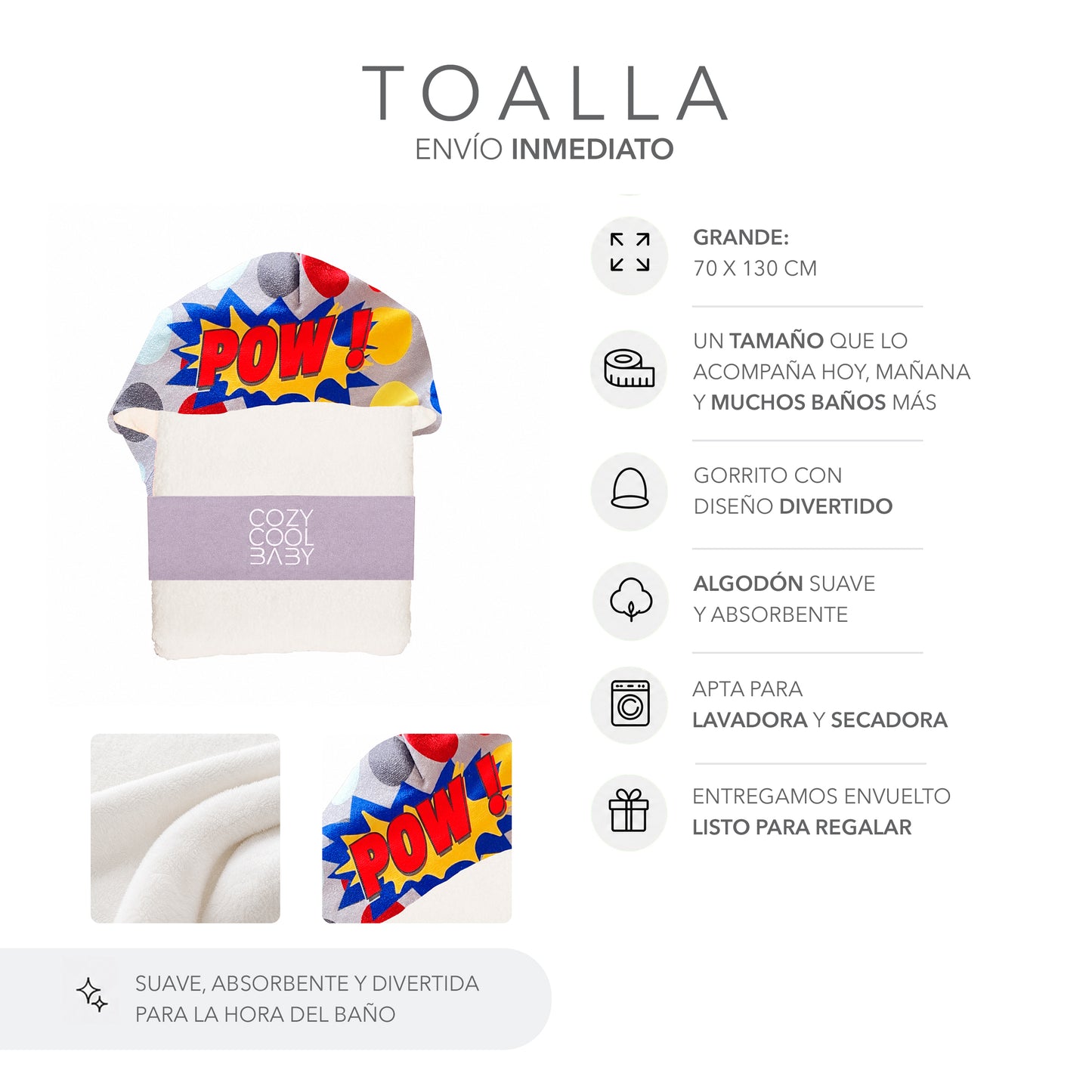TOALLA SUPERHEROE - POW !