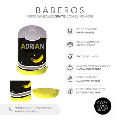 SET DE 3 BABEROS  BANANAS