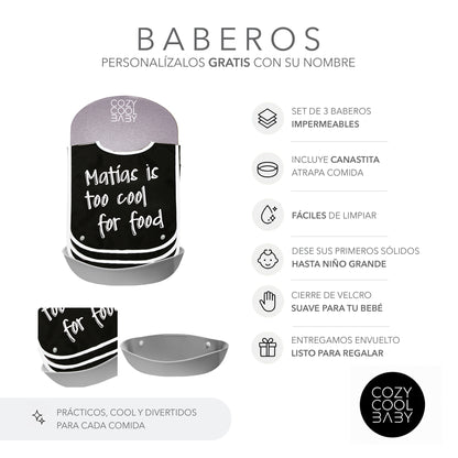 SET DE 3 BABEROS BLACK&WHITE