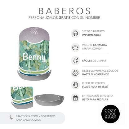 SET DE 3 BABEROS CACTUS