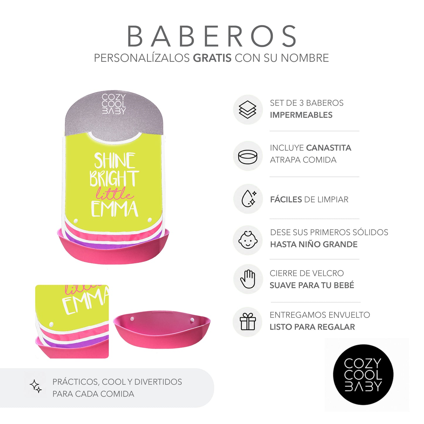 SET DE 3 BABEROS NEON