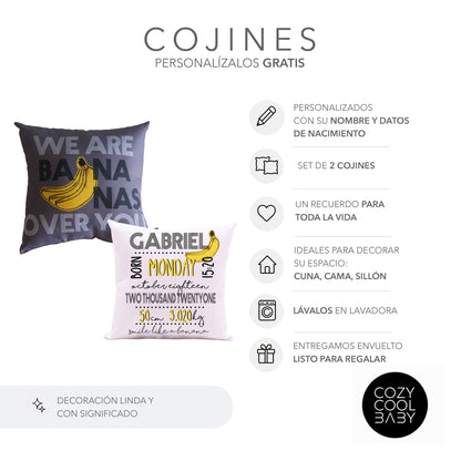SET DE 2 COJINES BANANAS