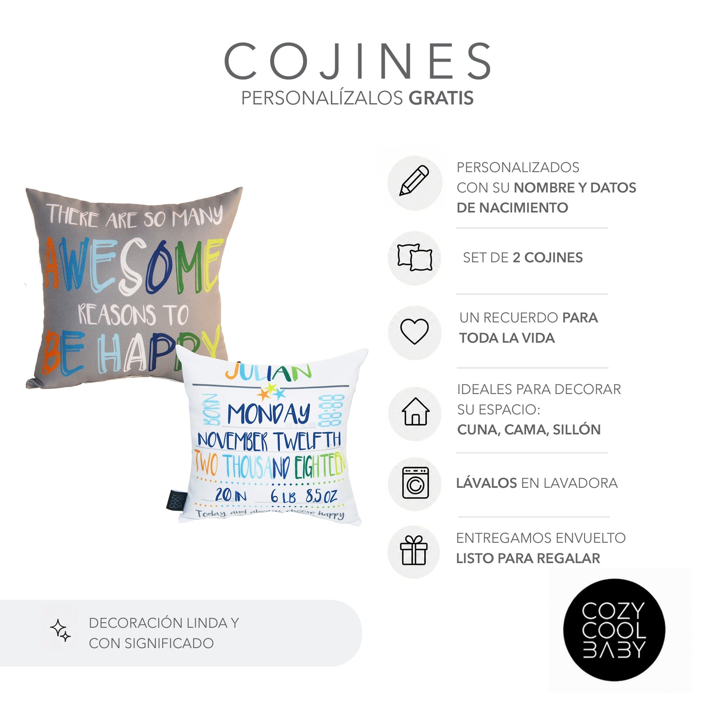 SET DE 2 COJINES HAPPY