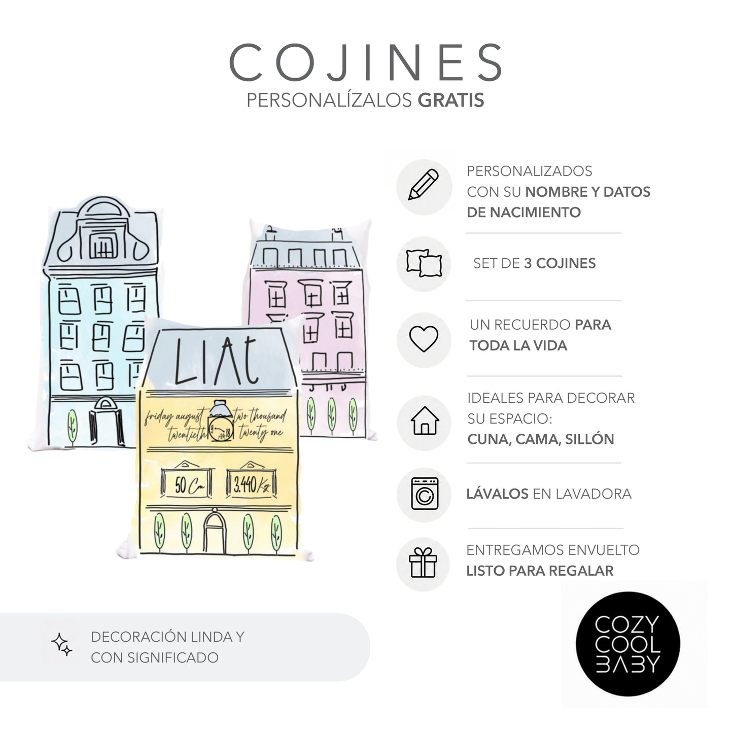 SET DE 3 COJINES TOWN HOUSES