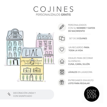 SET DE 3 COJINES TOWN HOUSES