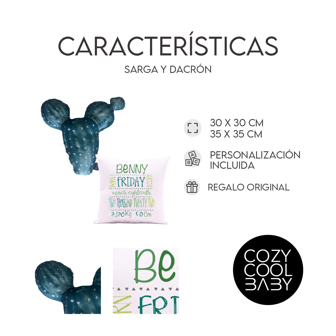 SET DE 3 COJINES CACTUS