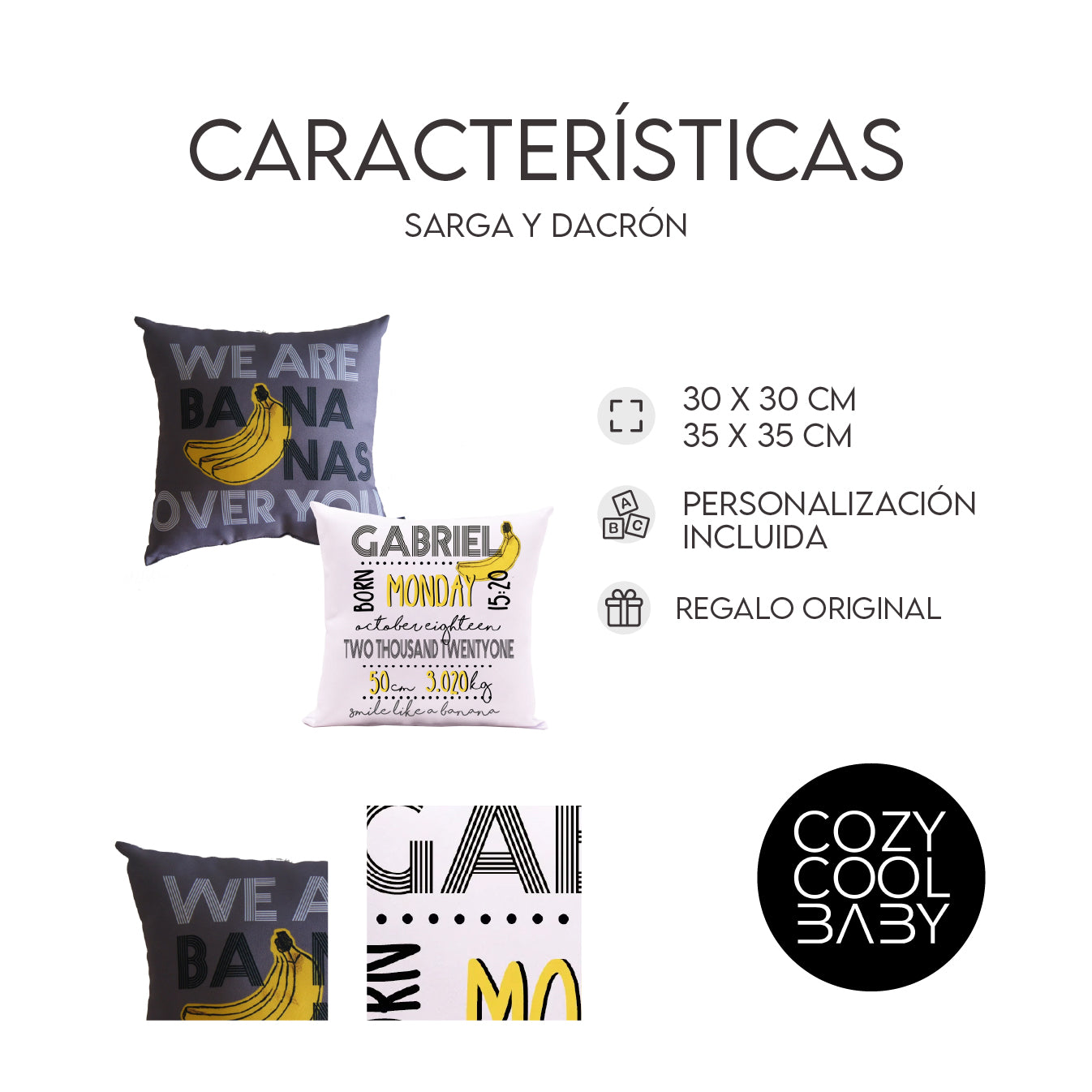 SET DE 2 COJINES BANANAS