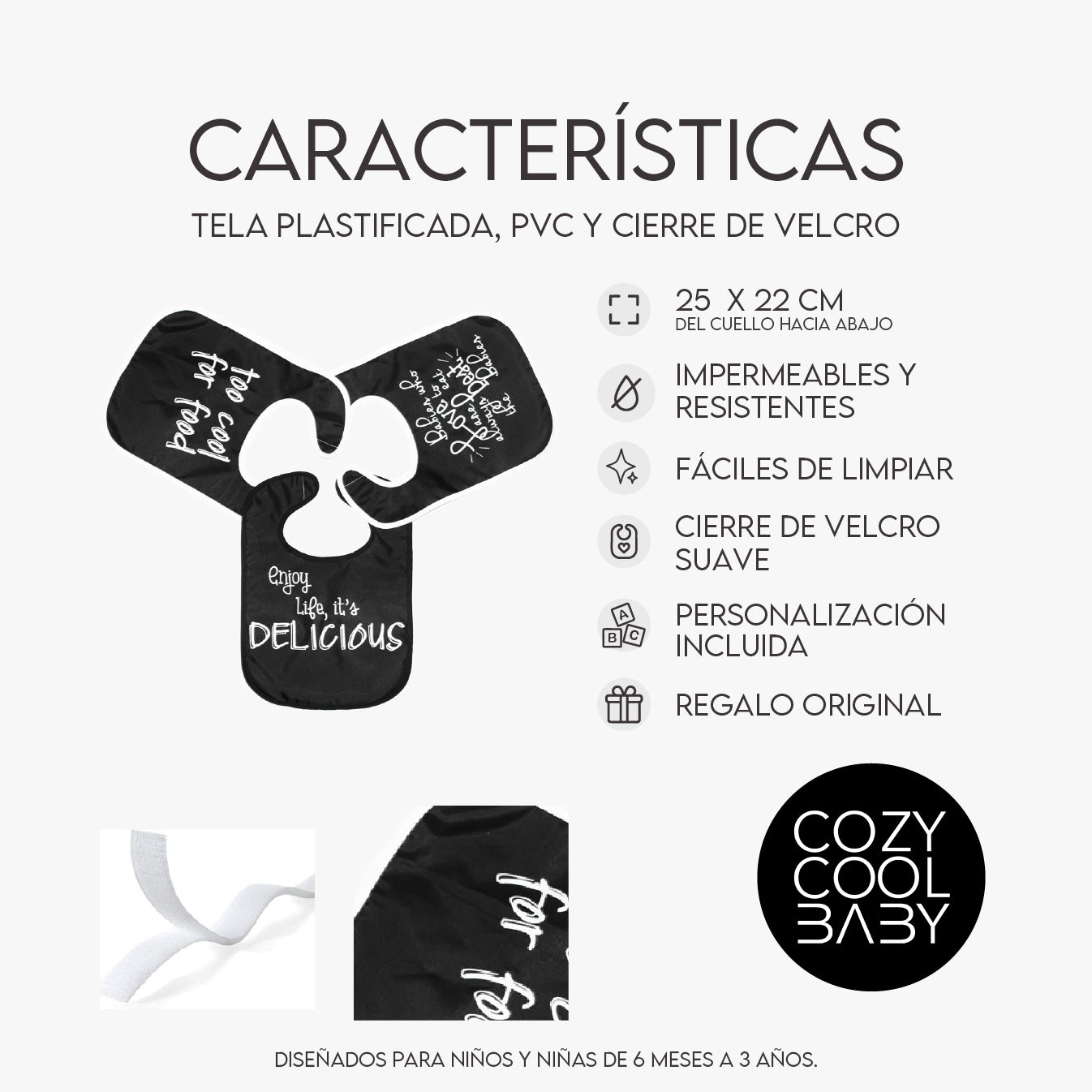 SET DE 3 BABEROS BLACK&WHITE
