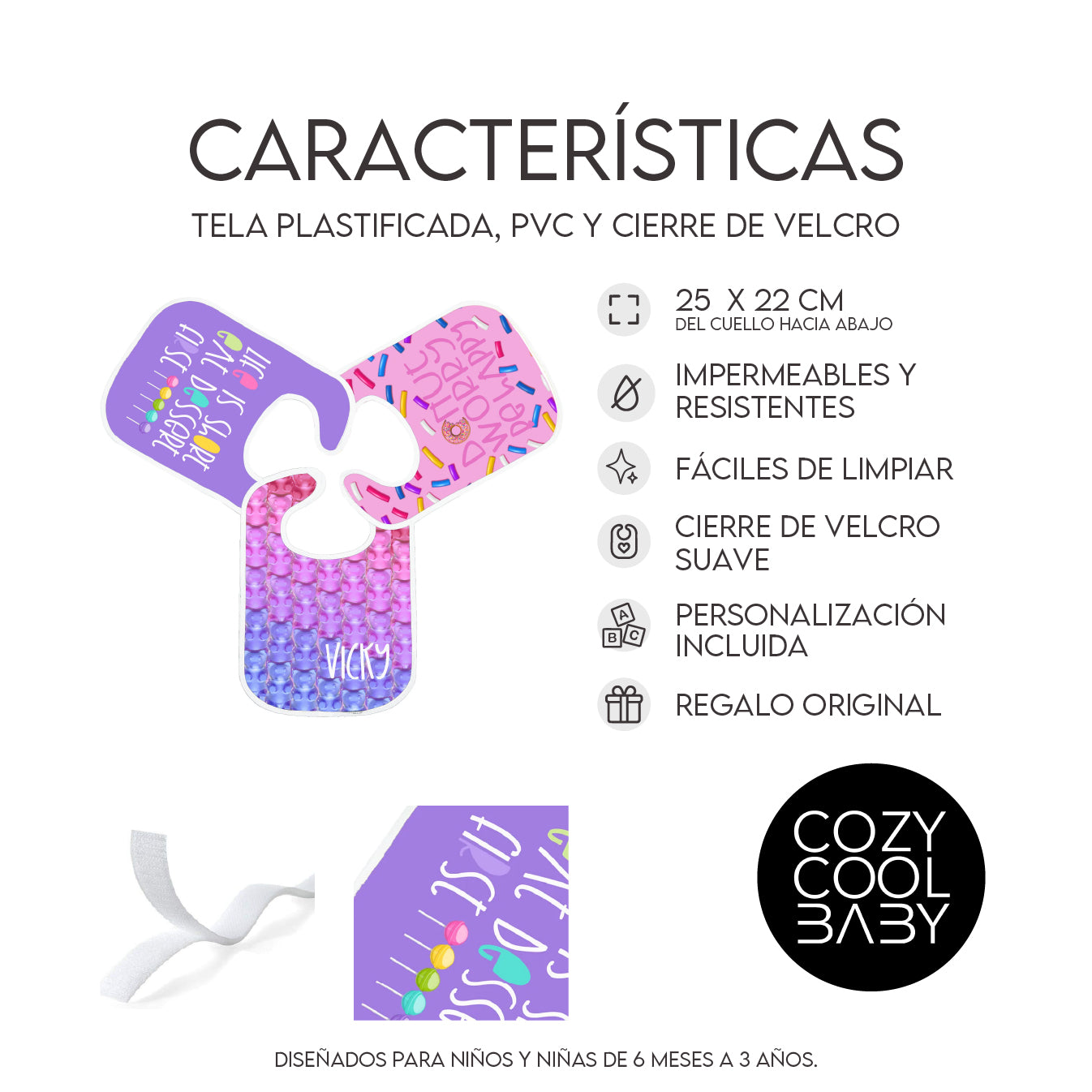 SET DE 3 BABEROS CANDIES GIRL